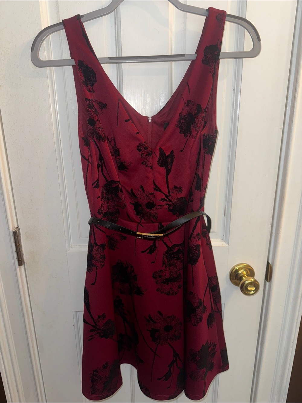 Teeze Me Burgundy Sleeveless Floral Fit & Flare Dress Never Worn